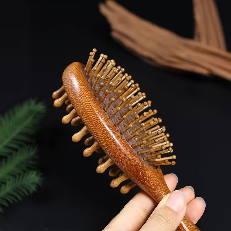 Premium Natural Wooden Massage Comb with Removable Thick Bristles - Full Body Use, Ergonomic Handle for Comfortable Grip, Durable Household Grade Wooden Tool, Personal Massager