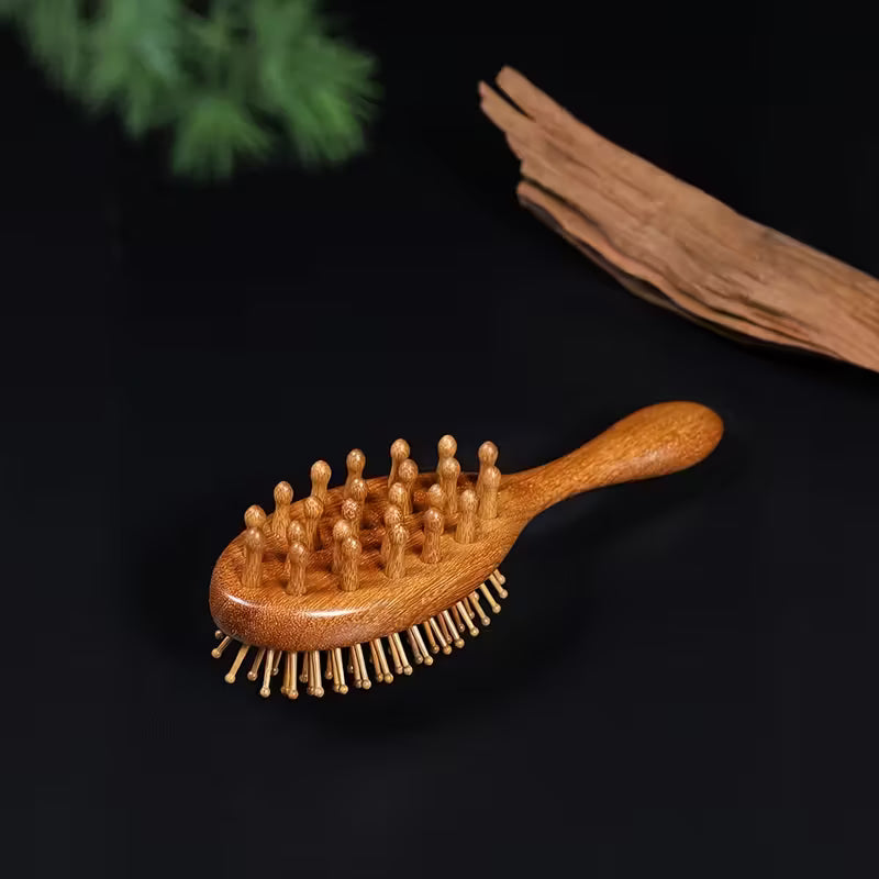 Premium Natural Wooden Massage Comb with Removable Thick Bristles - Full Body Use, Ergonomic Handle for Comfortable Grip, Durable Household Grade Wooden Tool, Personal Massager