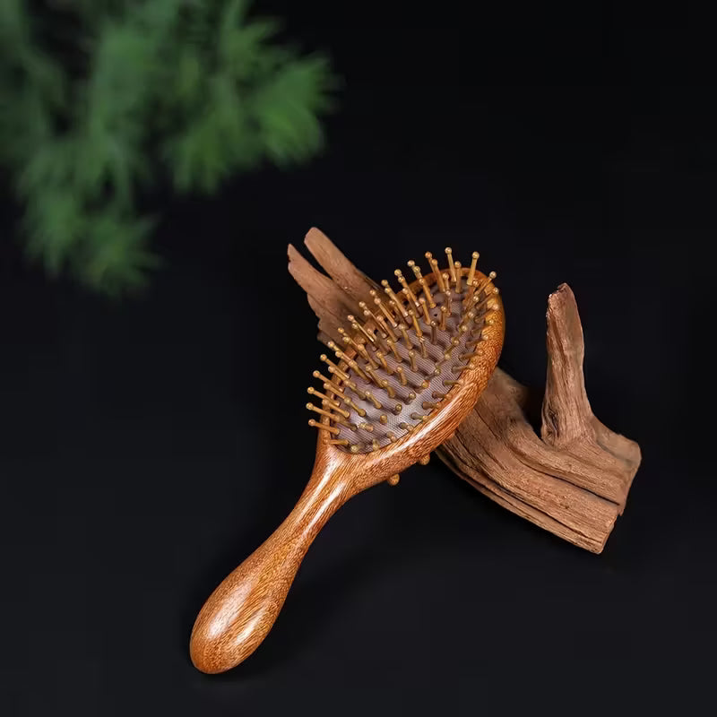 Premium Natural Wooden Massage Comb with Removable Thick Bristles - Full Body Use, Ergonomic Handle for Comfortable Grip, Durable Household Grade Wooden Tool, Personal Massager