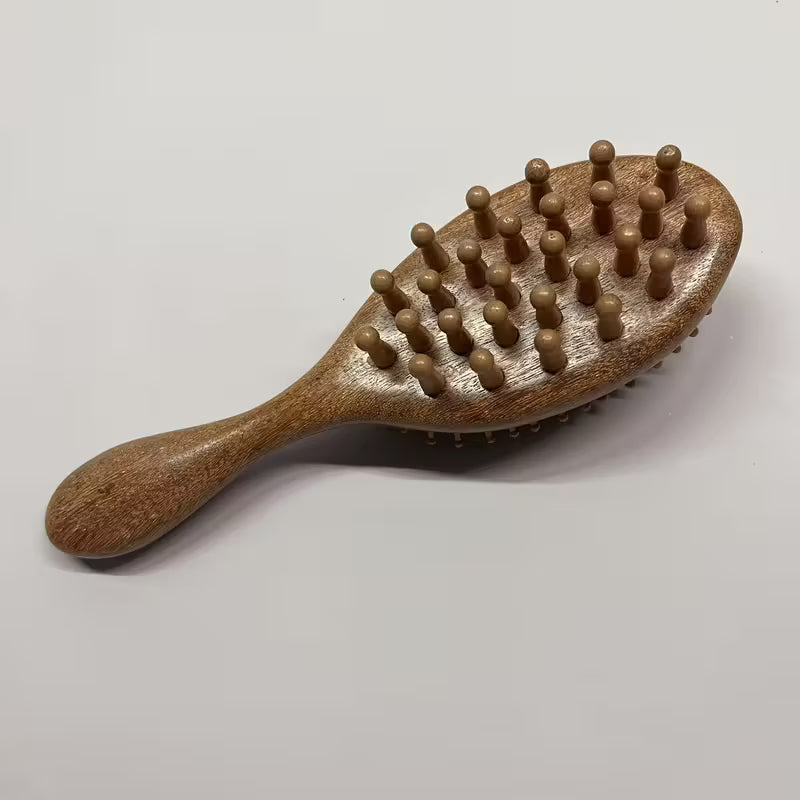 Premium Natural Wooden Massage Comb with Removable Thick Bristles - Full Body Use, Ergonomic Handle for Comfortable Grip, Durable Household Grade Wooden Tool, Personal Massager