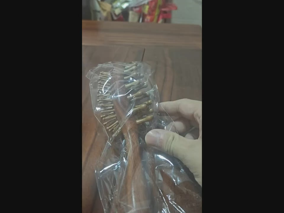 Premium Natural Wooden Massage Comb with Removable Thick Bristles - Full Body Use, Ergonomic Handle for Comfortable Grip, Durable Household Grade Wooden Tool, Personal Massager